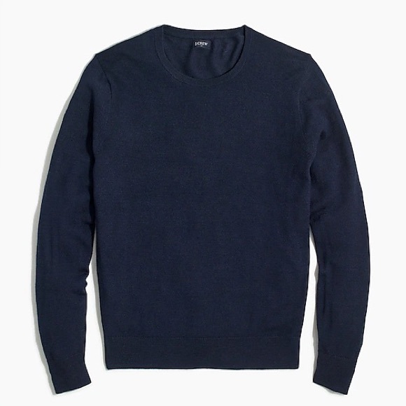 J Crew Large Deep Navy Merino Wool Crewneck Sweater - Picture 1 of 4